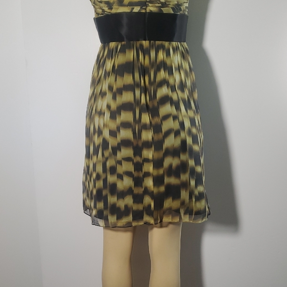 Calvin Klein Women's 100% Silk Spaghetti Strap Dress Black and Yellow Size 8 - Picture 6 of 11